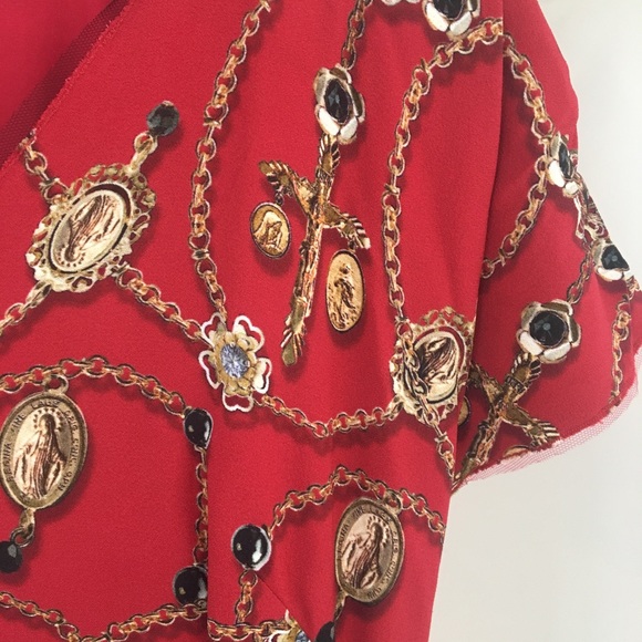 Dolce Gabbana Napoli Rosary print dress IT44 new - Picture 3 of 8